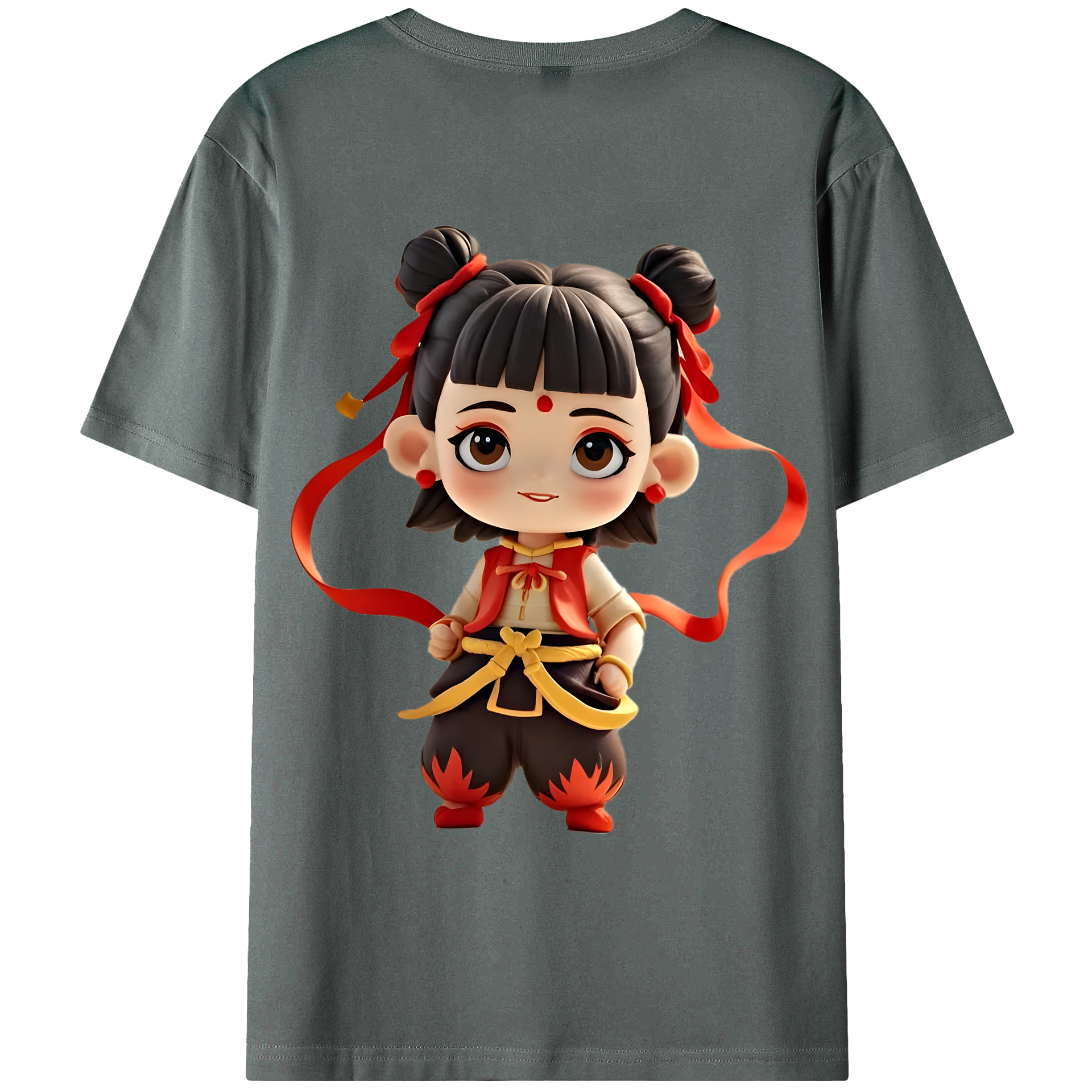 （画像用） Ne Zha 2 ナタ 魔童の大暴れ 綿100％ メンズ半袖Tシャツ（バックプリント） 通気性